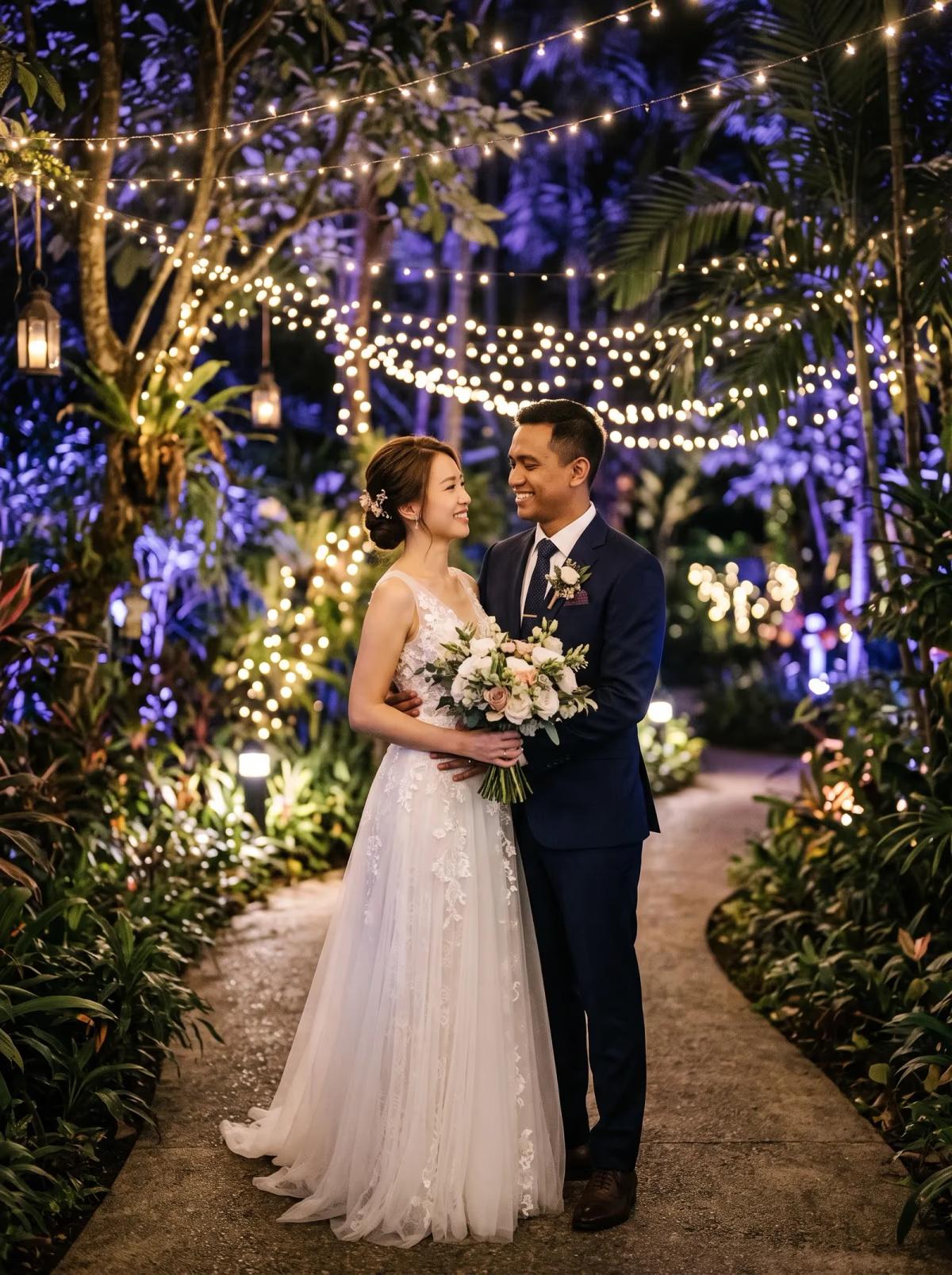 Arif and Lin, the invented couple on our Midnight Garden sample site